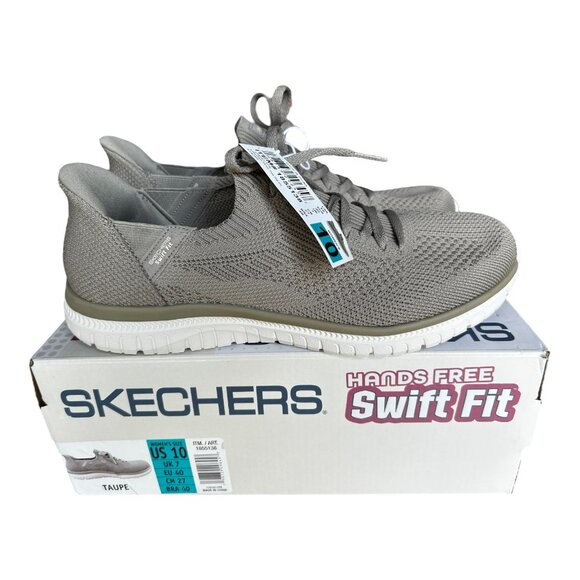 Skechers Women's Virtue Swift Fit Hands Free Shoe Taupe Beige Size 10 - Picture 2 of 8